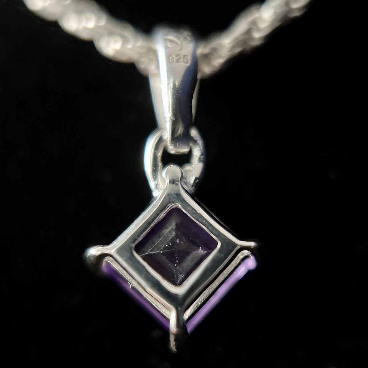 AMETHYST STERLING SILVER 5X5 SQ PENDANT