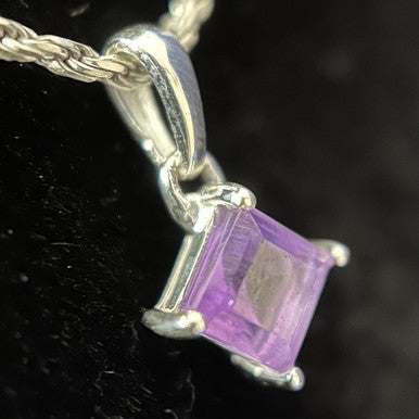 AMETHYST STERLING SILVER 5X5 SQ PENDANT