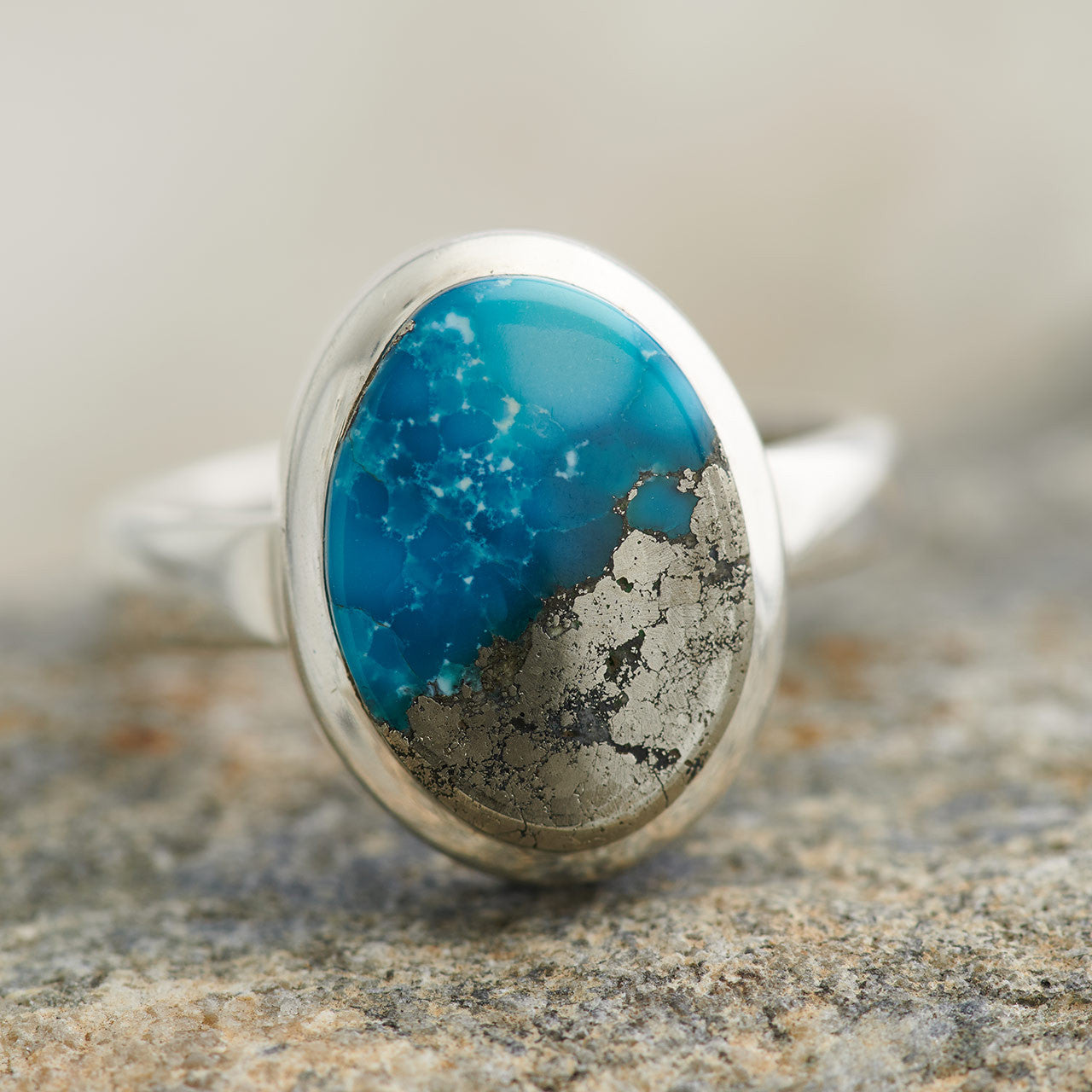 NATURAL IRANIAN TURQUOISE RING STERLING SILVER
