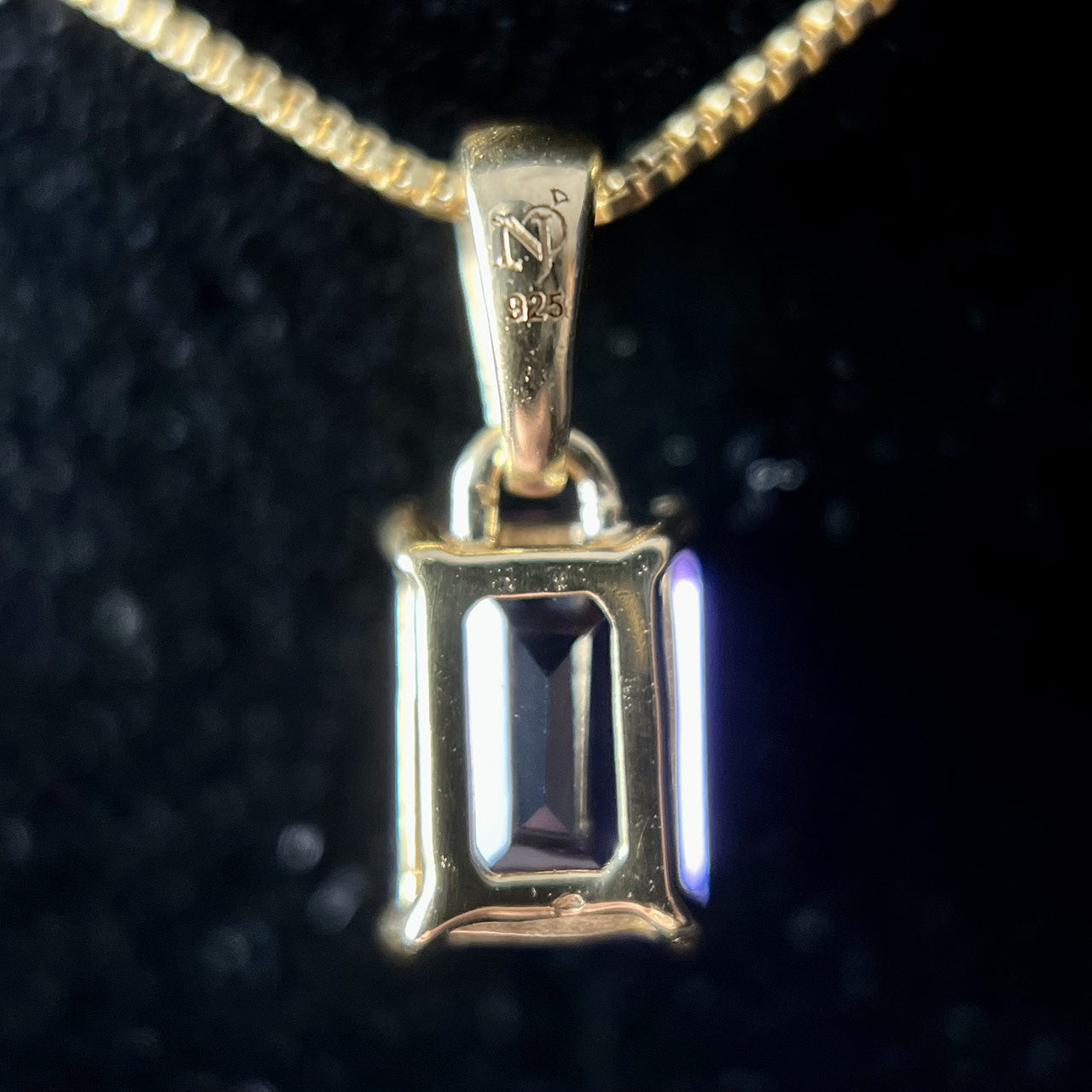 AMETHYST 18K VERMEIL GOLD 5X7 RECTANGLE PENDANT