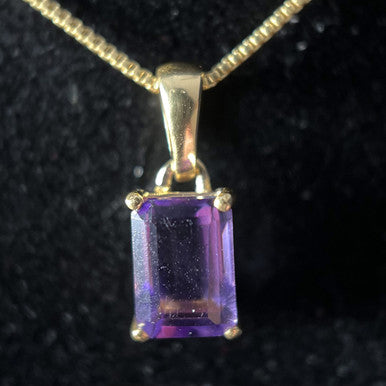 AMETHYST 18K VERMEIL GOLD 5X7 RECTANGLE PENDANT