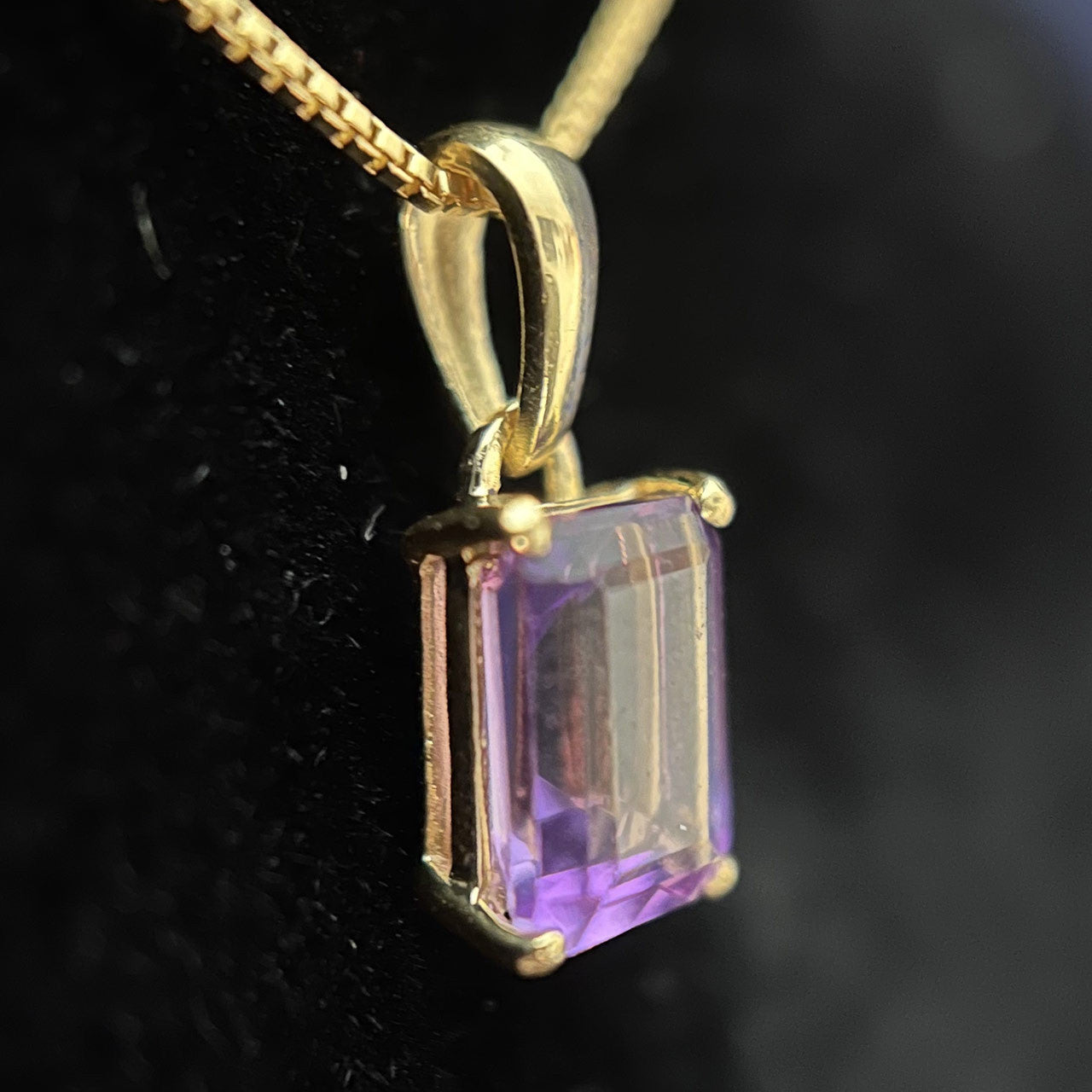 AMETHYST 18K VERMEIL GOLD 5X7 RECTANGLE PENDANT