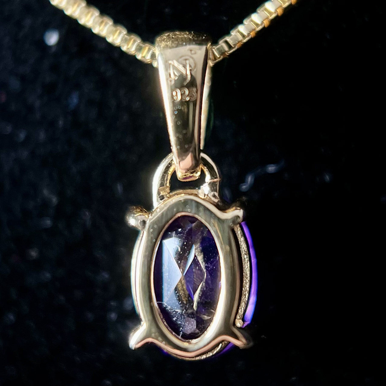 AMETHYST 18K VERMEIL GOLD 7X5 OVAL PENDANT