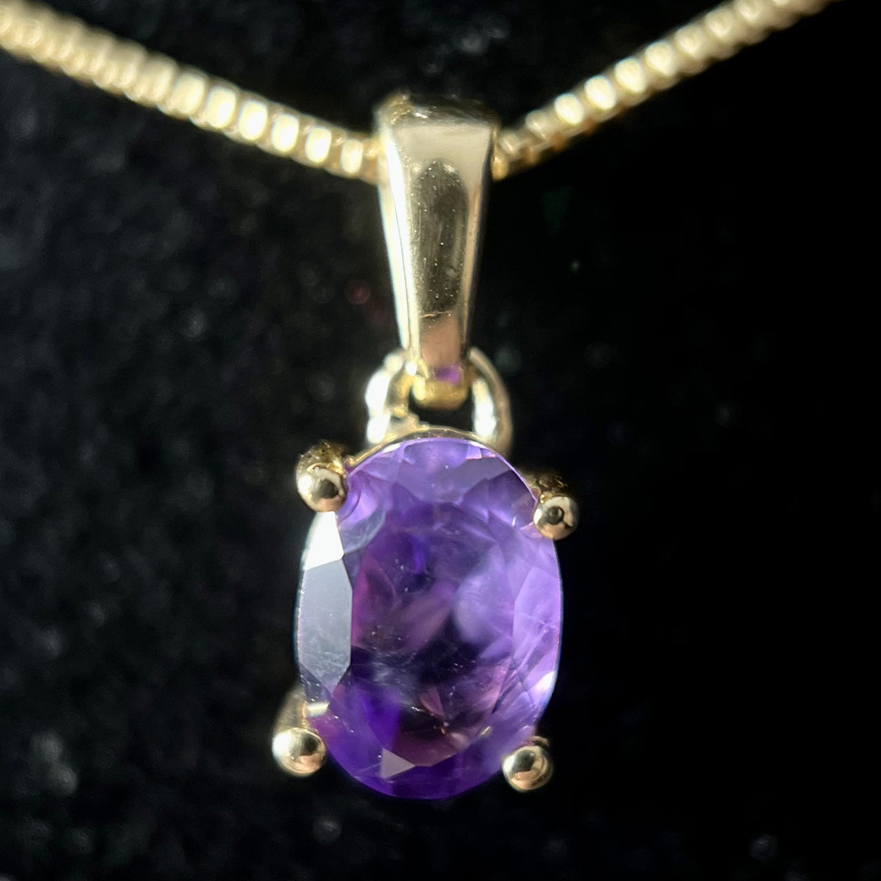 AMETHYST 18K VERMEIL GOLD 7X5 OVAL PENDANT