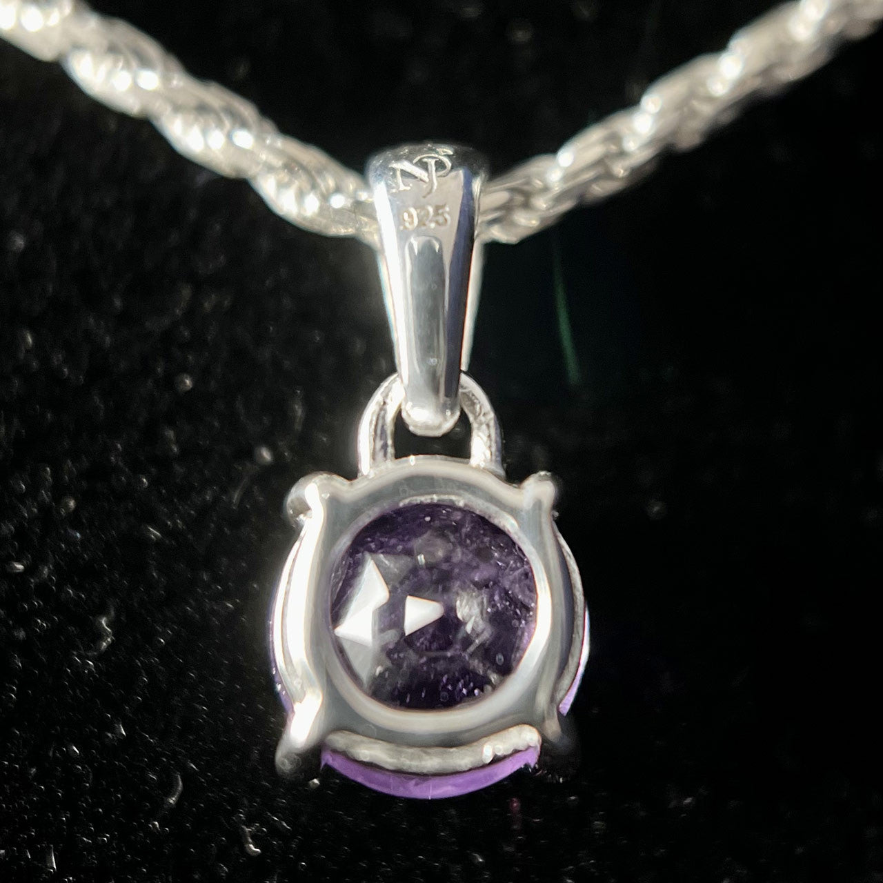 AMETHYST STERLING SILVER 6X6 CIRCLE PENDANT