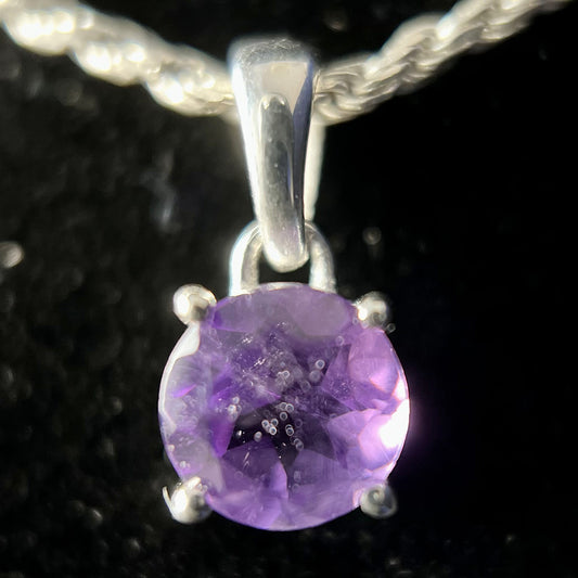 AMETHYST STERLING SILVER 6X6 CIRCLE PENDANT