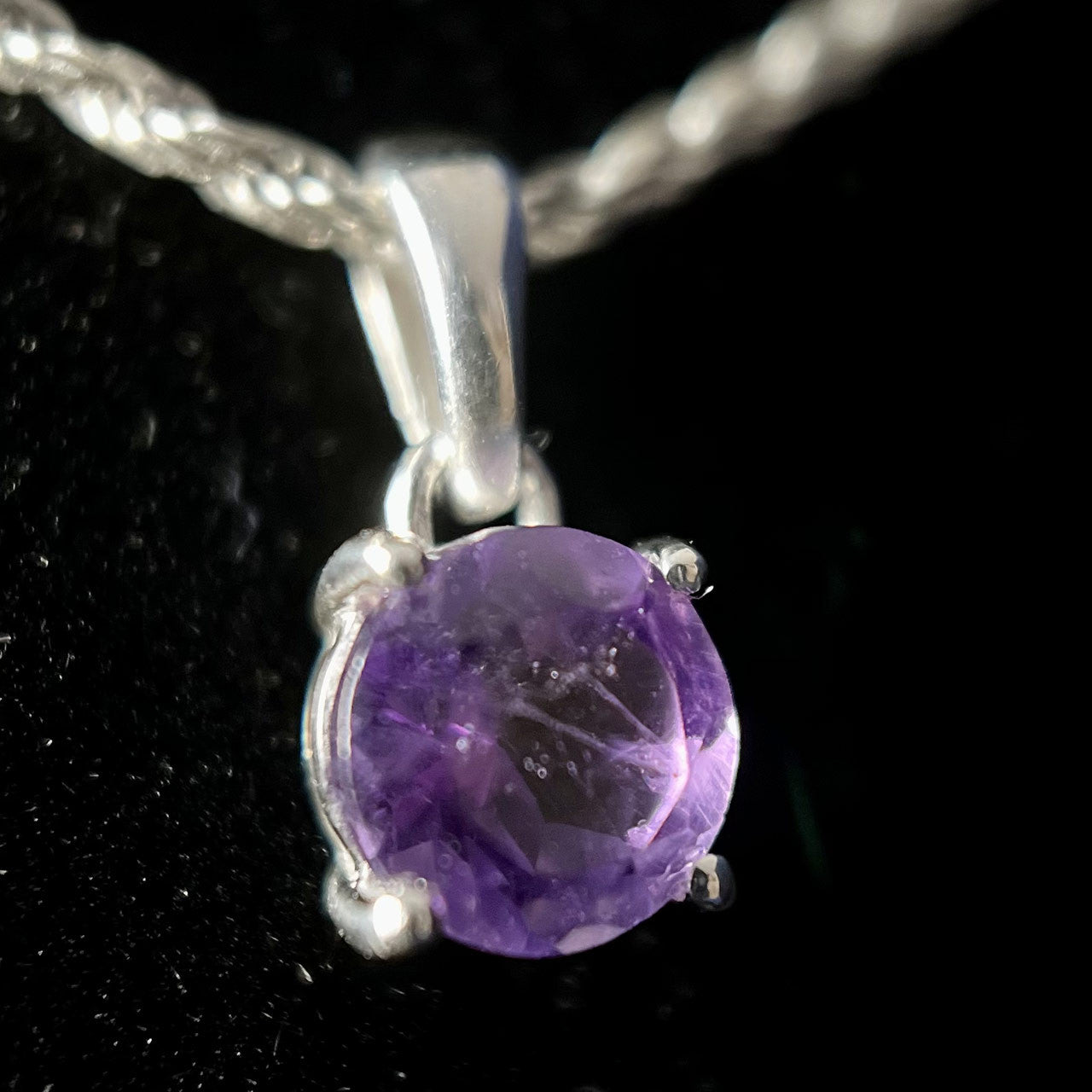 AMETHYST STERLING SILVER 6X6 CIRCLE PENDANT