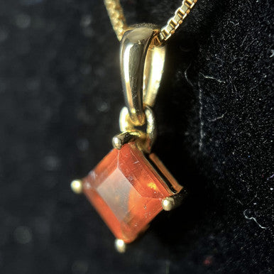 HESSONITE GARNET 18K VERMEIL GOLD 5X5 SQ PENDANT