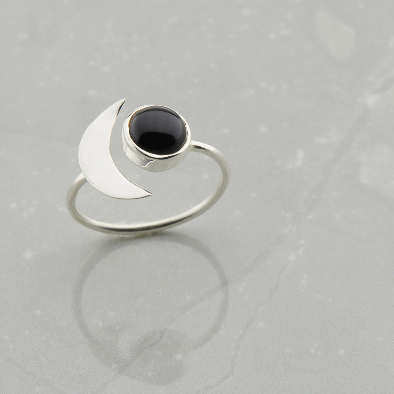 Black Onyx Crescent Moon Ring Sterling Silver (25% OFF ONLINE ONLY)