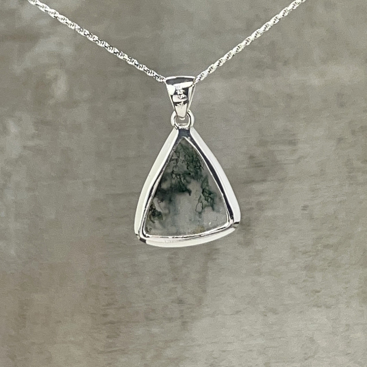 MOSS AGATE PENDANT STERLING SILVER