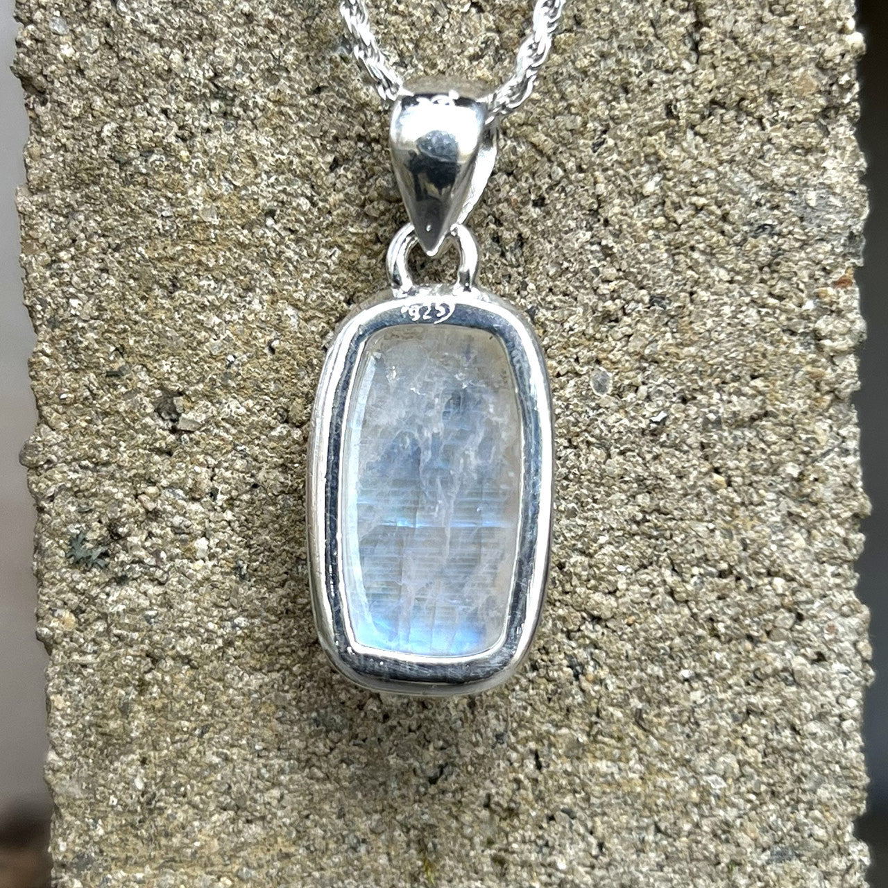 BLUE FIRE MOONSTONE PENDANT STERLING SILVER