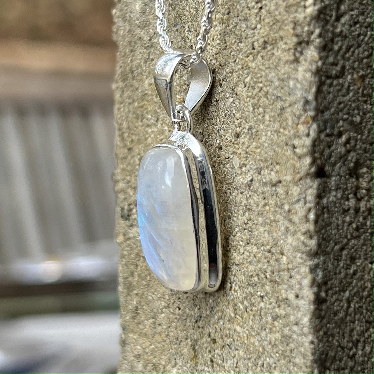 BLUE FIRE MOONSTONE PENDANT STERLING SILVER