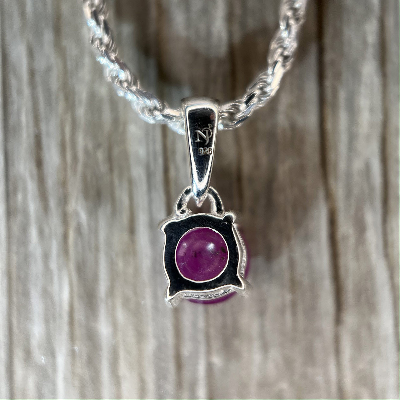 NATURAL RUBY CIRCLE PENDANT STERLING SILVER