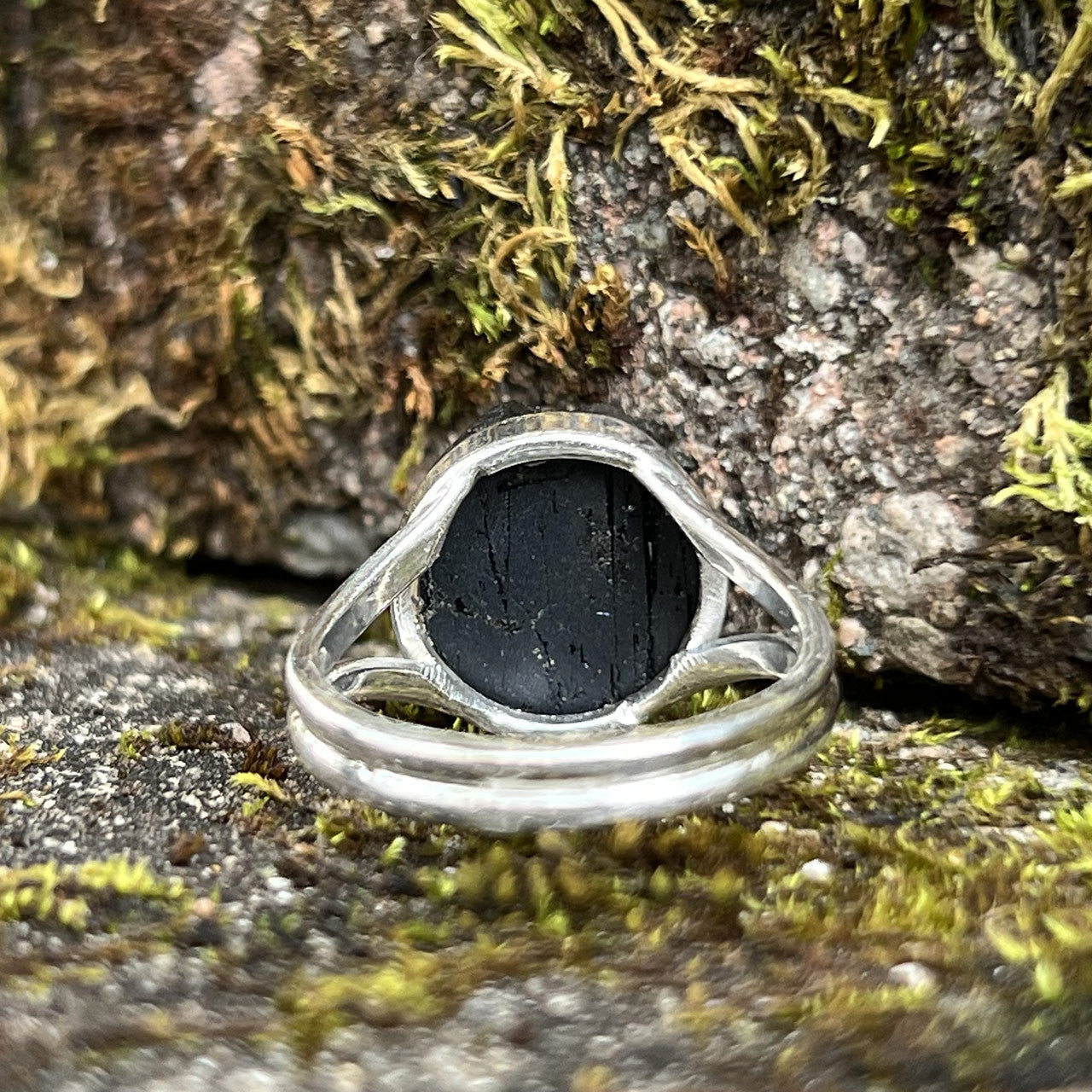 BLACK TOURMALINE RING STERLING SILVER