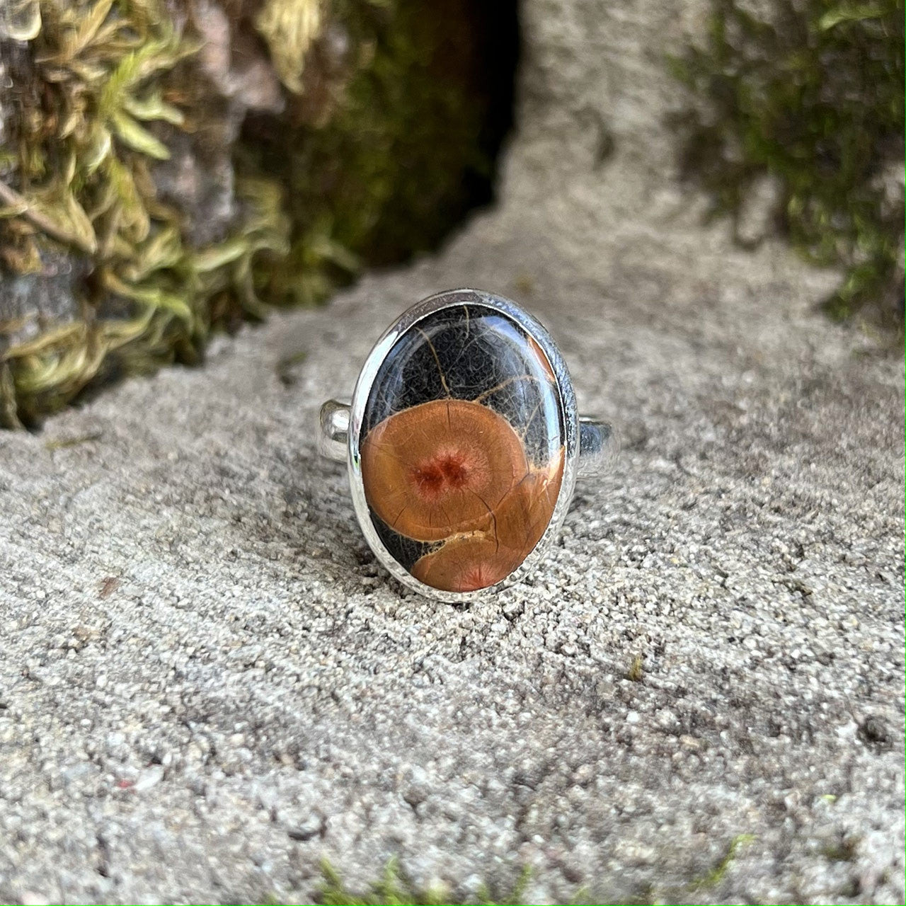 PEANUT OBSIDIAN RING STERLING SILVER