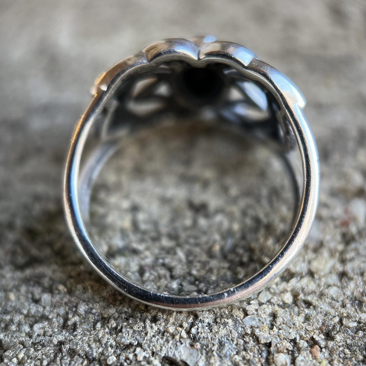 BLACK ONYX CELTIC RING STERLING SILVER