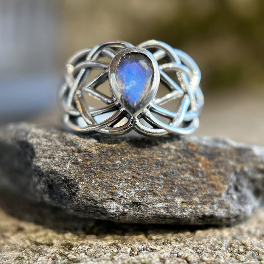 LABRADORITE CELTIC RING STERLING SILVER