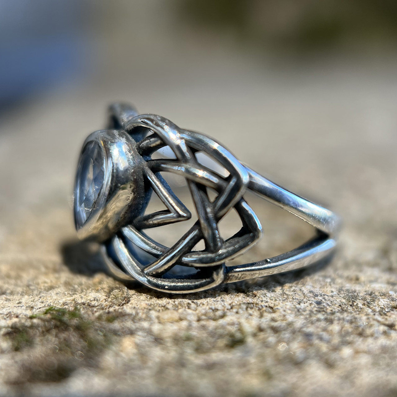 MOONSTONE CELTIC RING STERLING SILVER