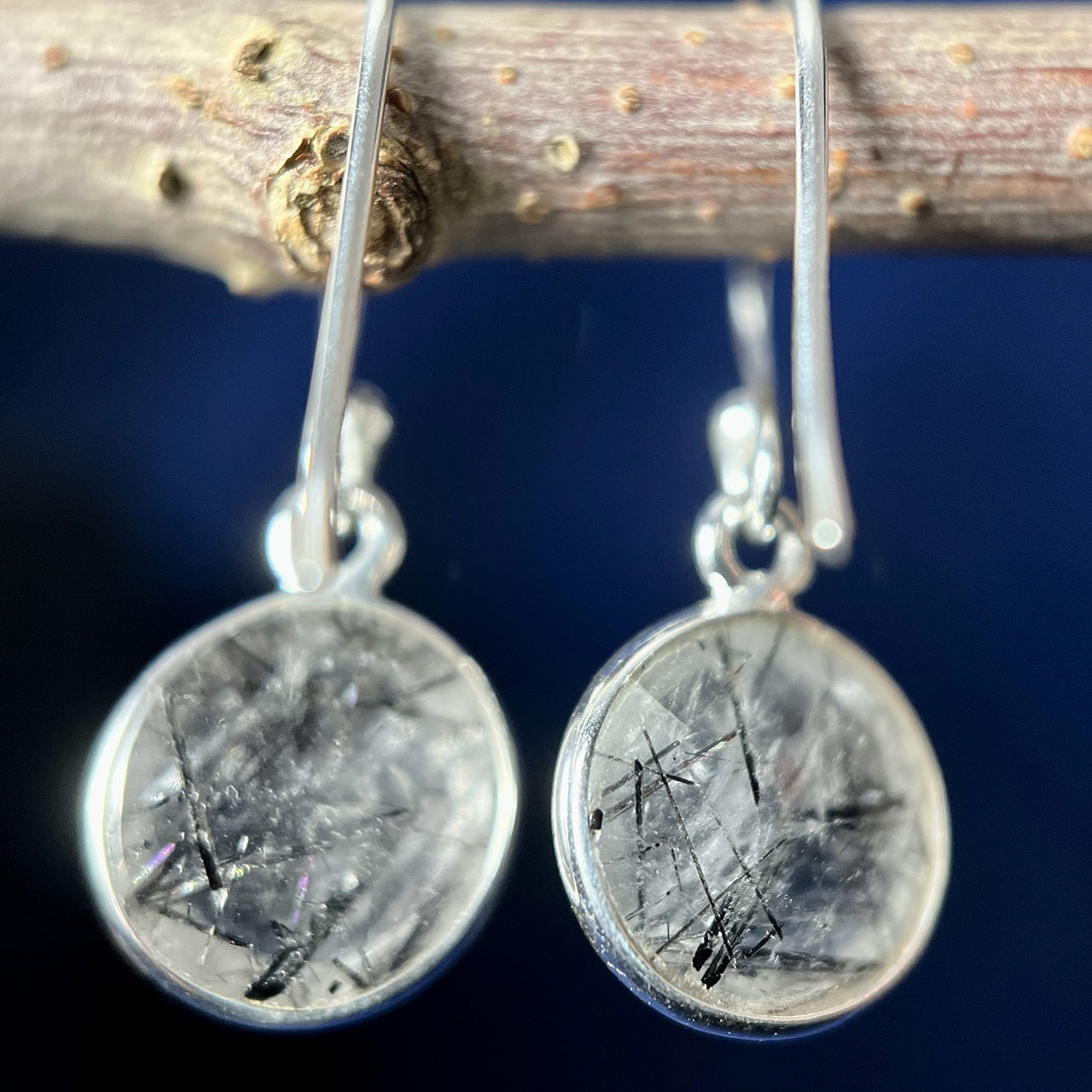 BLACK RUTILE EARRING STERLING SILVER