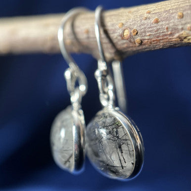 BLACK RUTILE EARRING STERLING SILVER