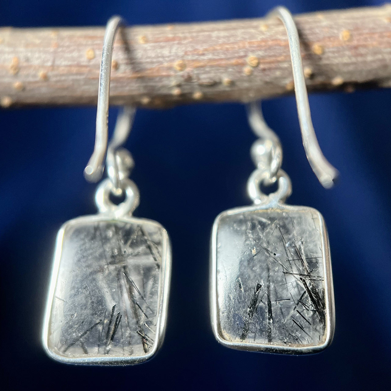 BLACK RUTILE EARRING STERLING SILVER