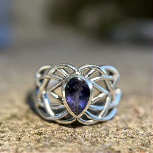 IOLITE RING CELTIC STERLING SILVER