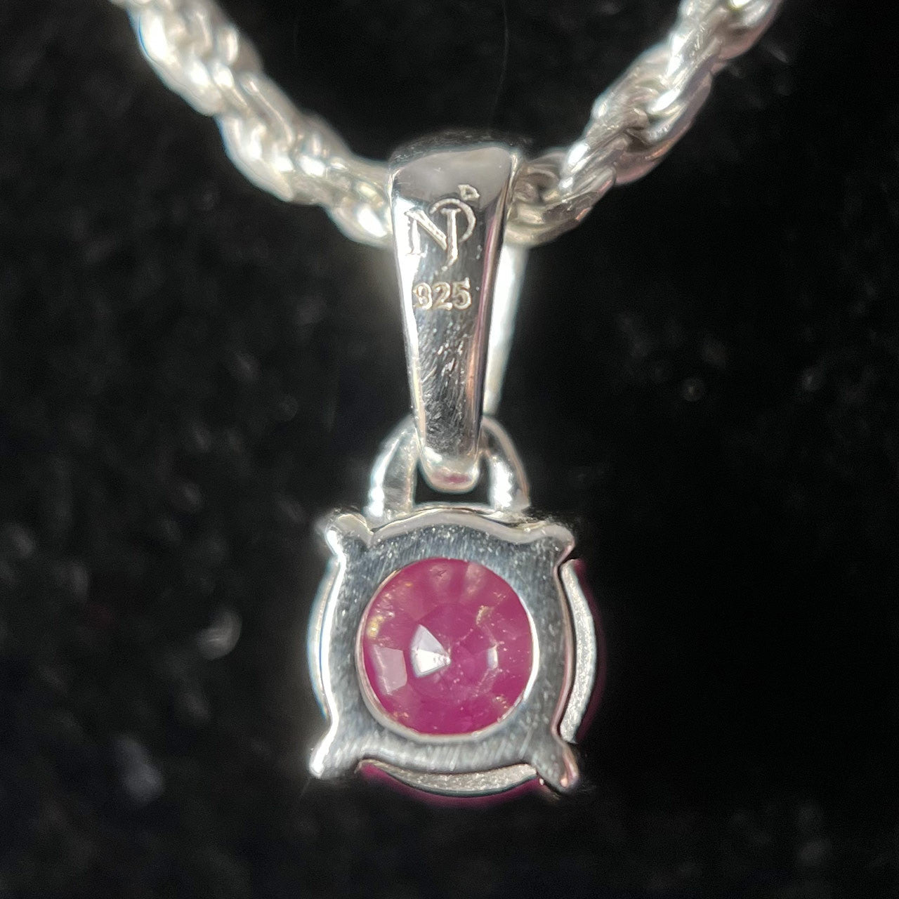 NATURAL RUBY STERLING SILVER 5X5 CIRCLE PENDANT