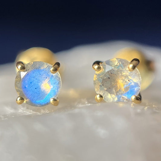 LABRADORITE 18K VERMEIL GOLD STUD EARRINGS