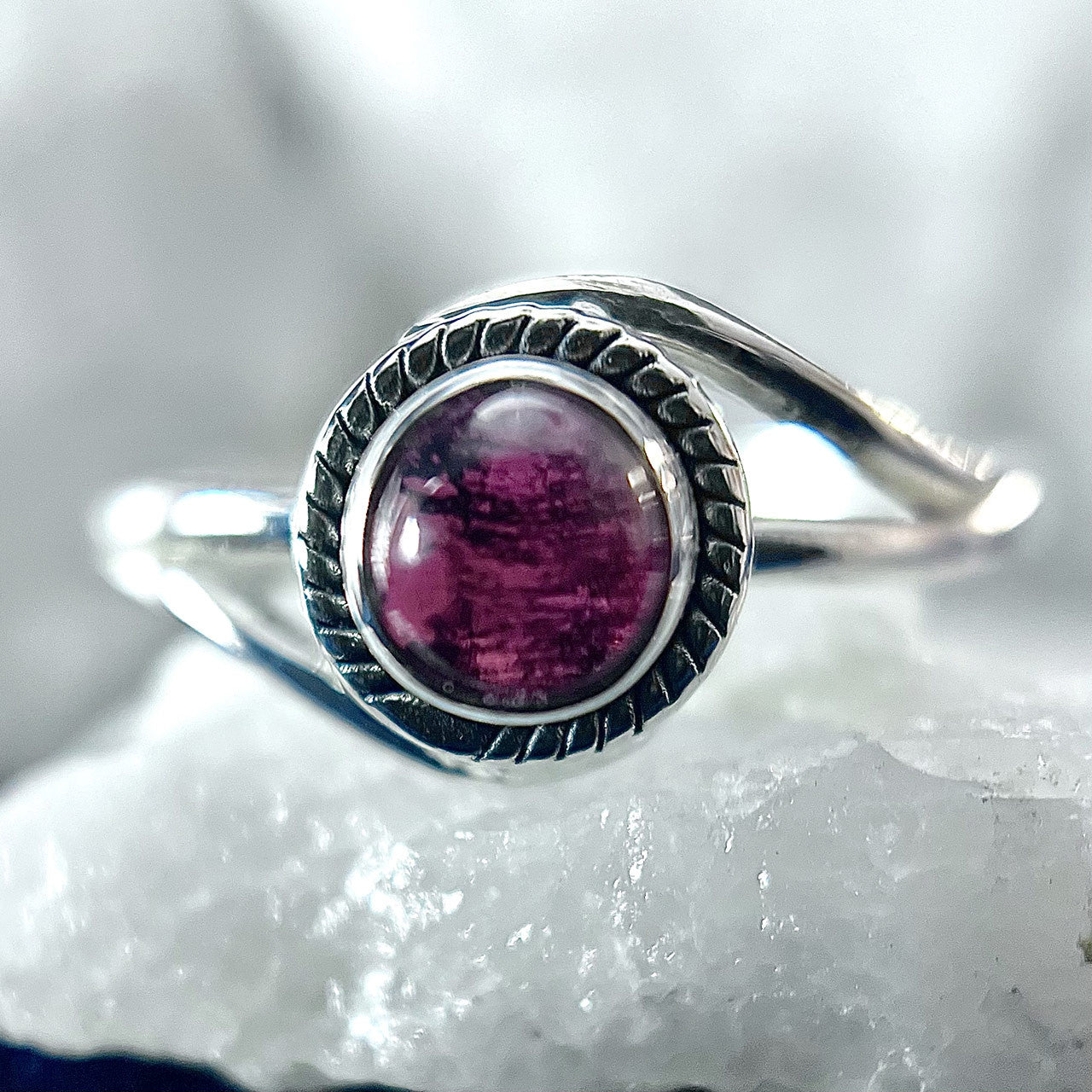 GARNET STERLING SILVER INFINITY RING