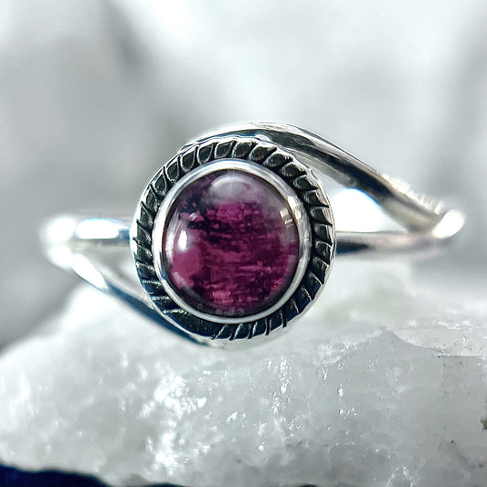 GARNET STERLING SILVER INFINITY RING