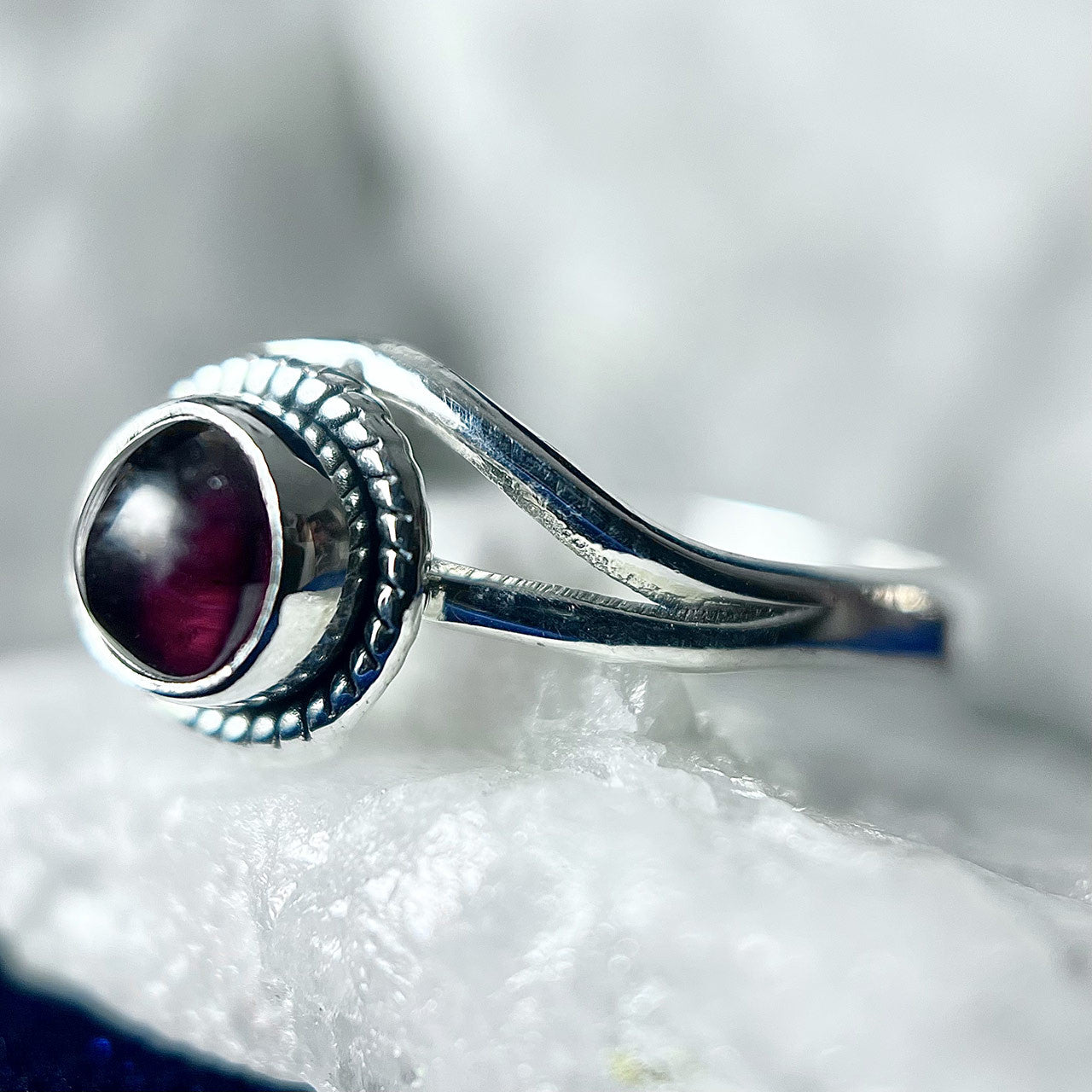 GARNET STERLING SILVER INFINITY RING