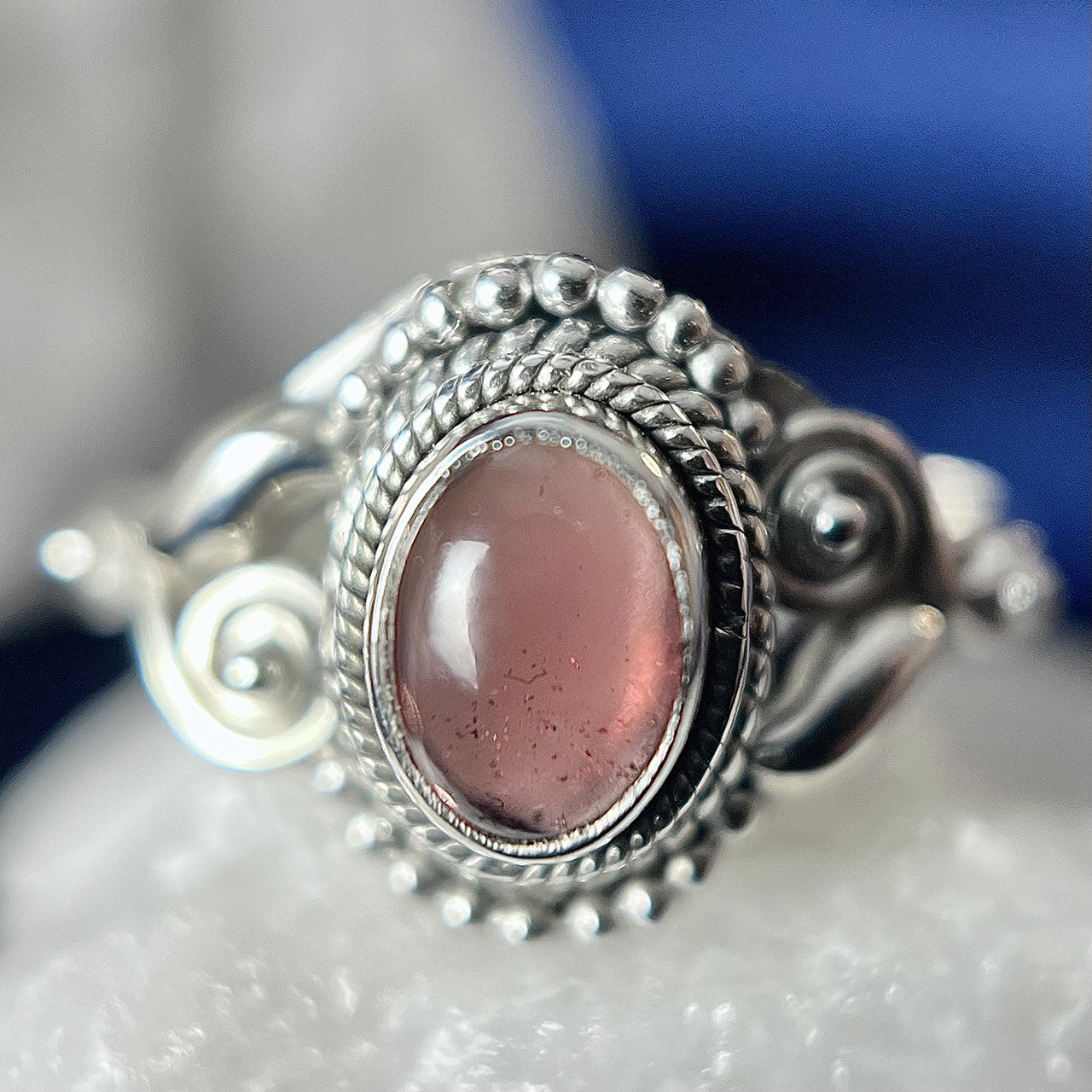 GARNET STERLING SILVER DAHLIA RING