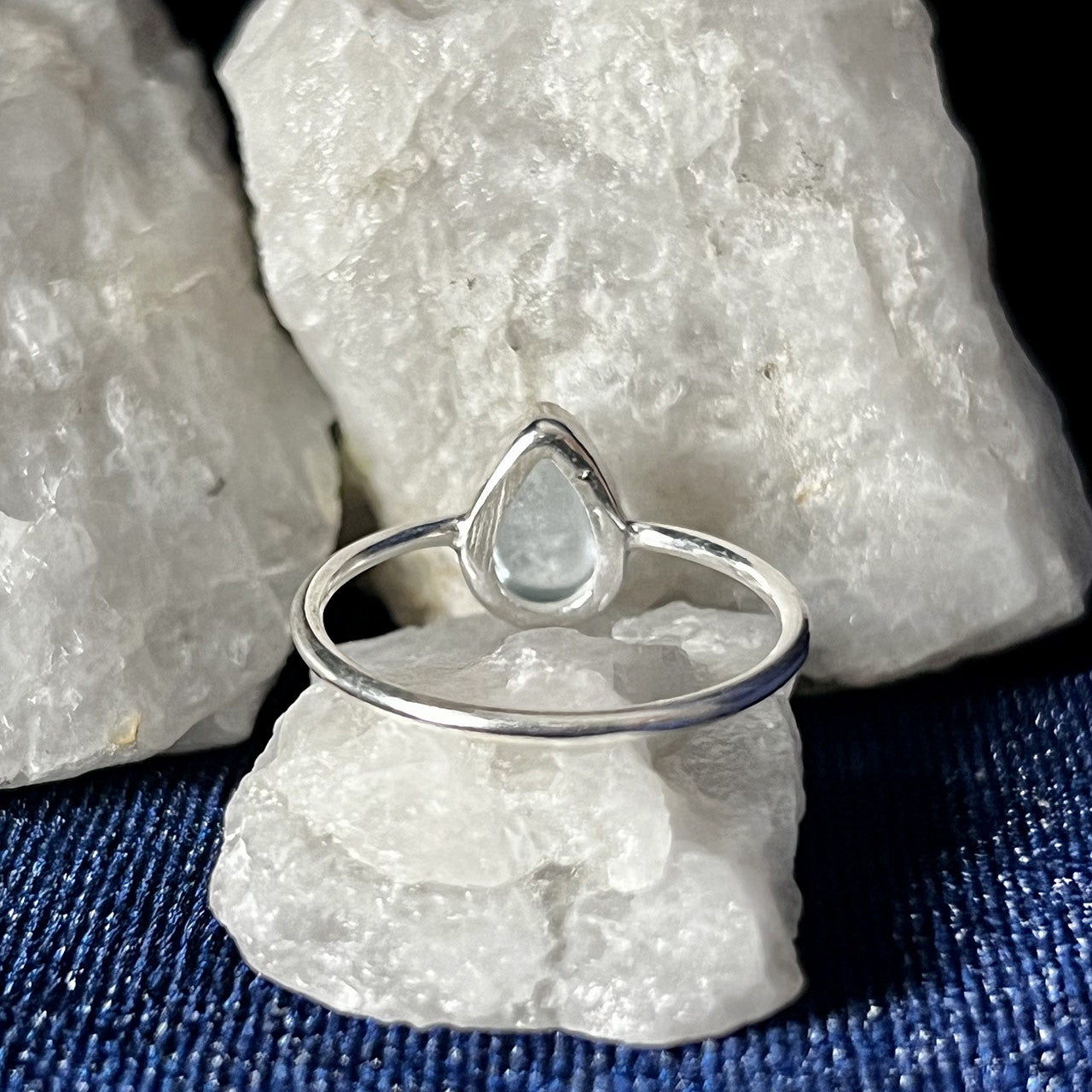 AQUAMARINE RING STERLING SILVER TEARDROP (30% OFF ONLINE ONLY)