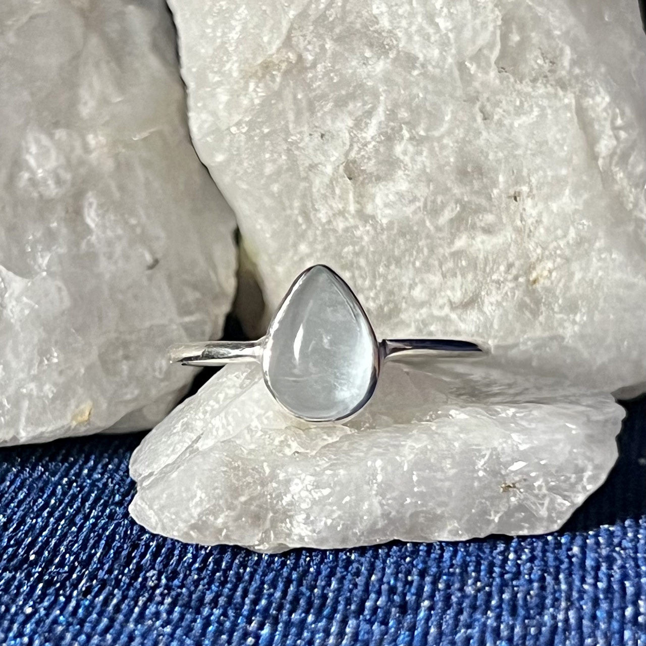 AQUAMARINE RING STERLING SILVER TEARDROP (30% OFF ONLINE ONLY)