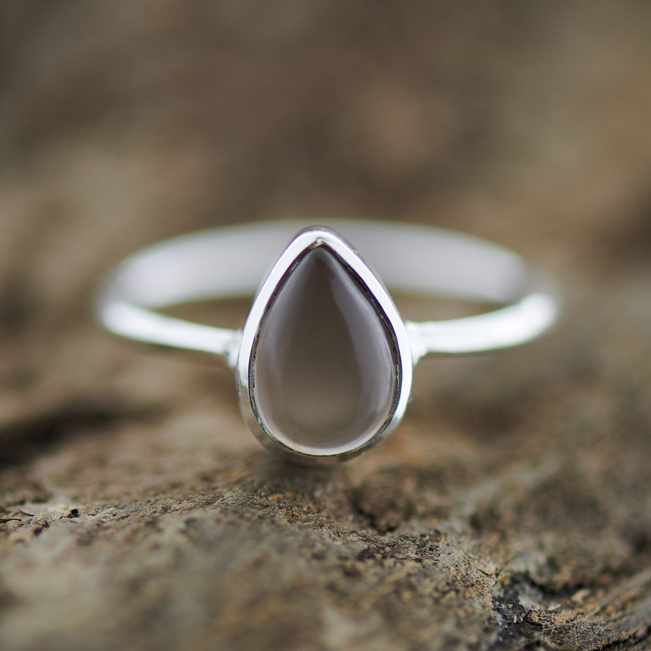 Grey Moonstone Teardrop Sterling Silver Ring (30% OFF ONLINE ONLY)