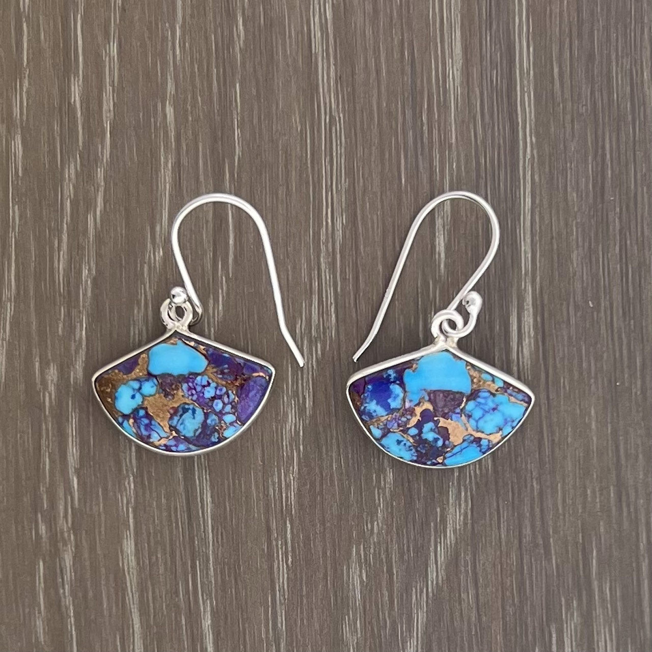 P.COPPER TQ WITH B.MOHAVE STERLING SILVER DANGLE EARRINGS