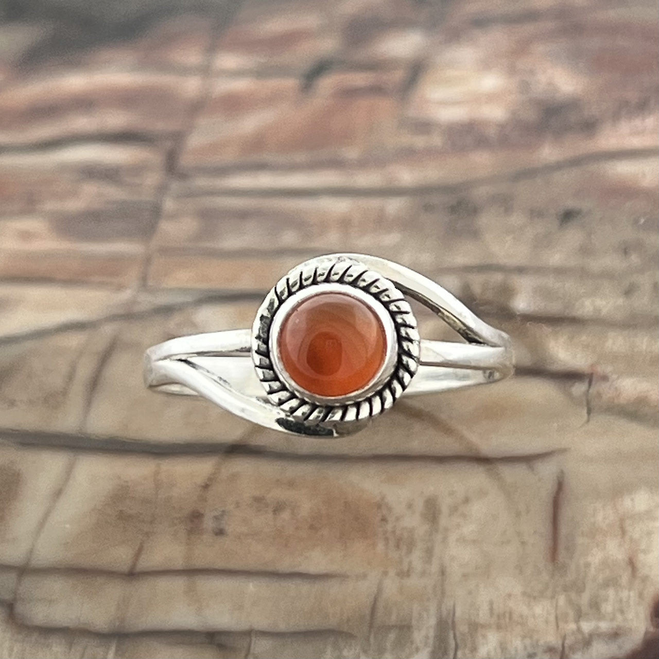 CARNELIAN STERLING SILVER INFINITY RING