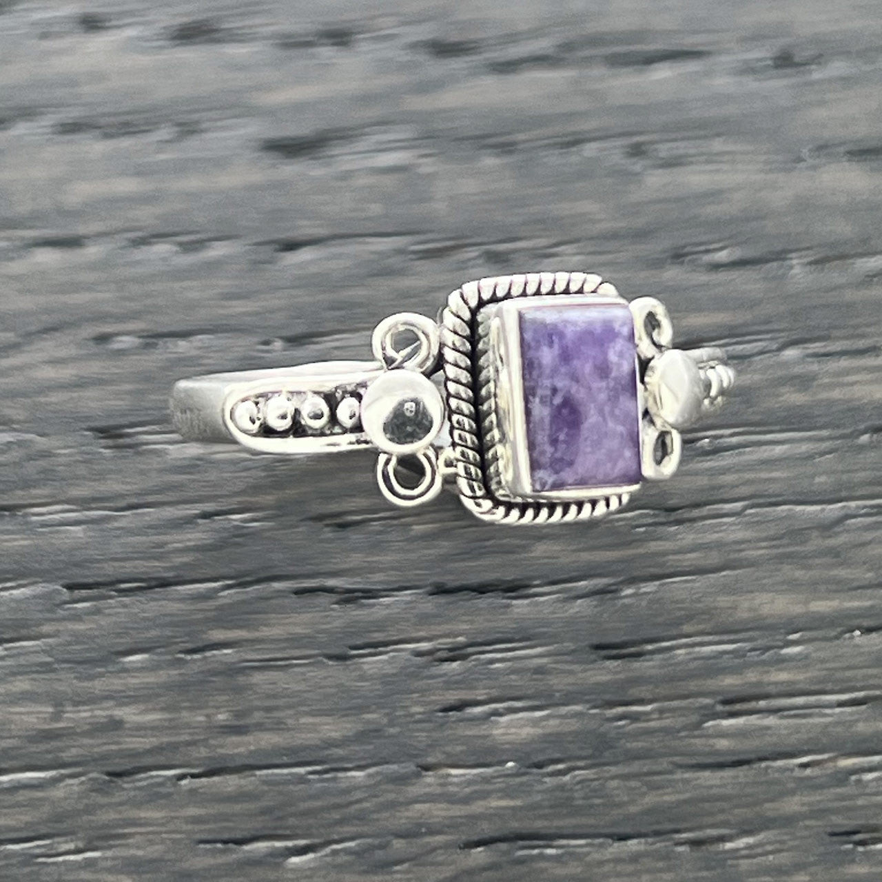 LEPIDOLITE STERLING SILVER ORION RING