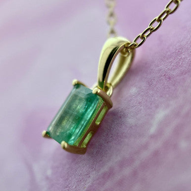 NATURAL EMERALD 18K VERMEIL YELLOW GOLD PENDANT REC