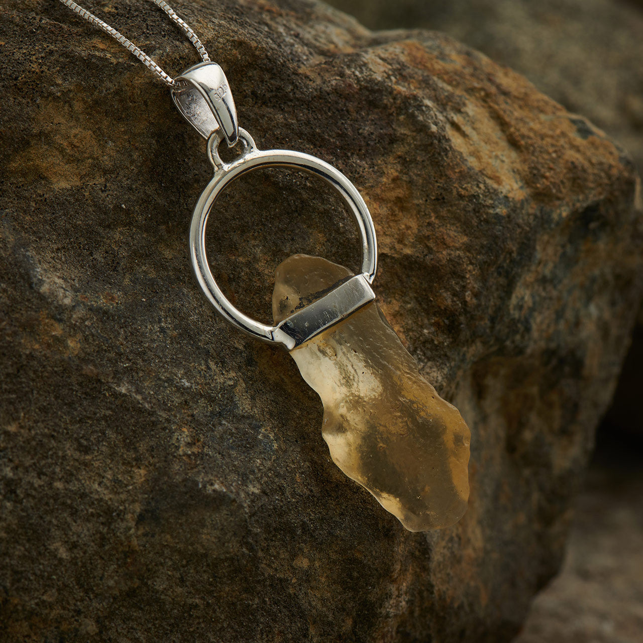 LIBYAN DESERT GLASS PENDANT STERLING SILVER