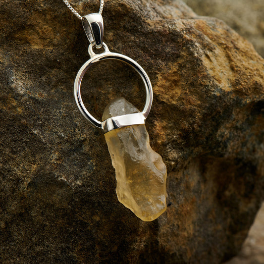 LIBYAN DESERT GLASS PENDANT STERLING SILVER