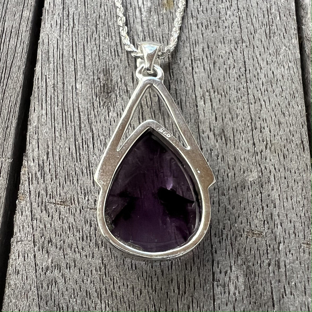 AMETHYST STAR WISHBONE PENDANT STERLING SILVER