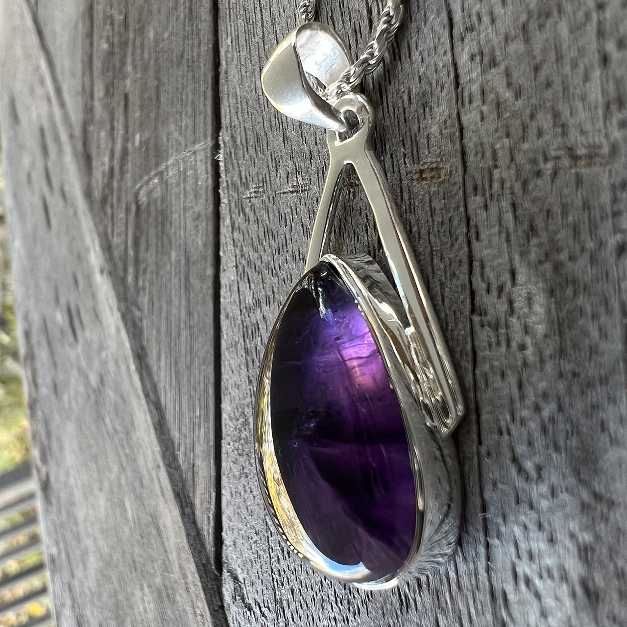 AMETHYST STAR WISHBONE PENDANT STERLING SILVER