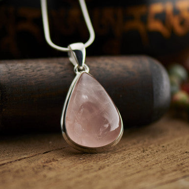 ROSE QUARTZ PENDANT STERLING SILVER