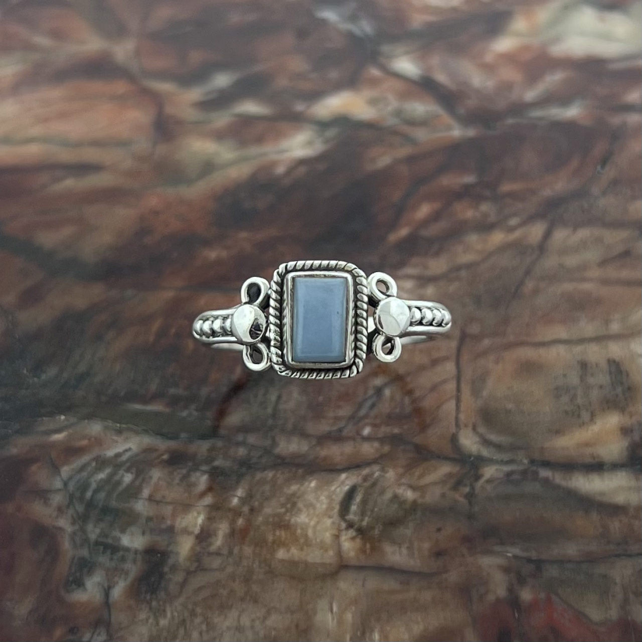 ANGELITE STERLING SILVER ORION RING