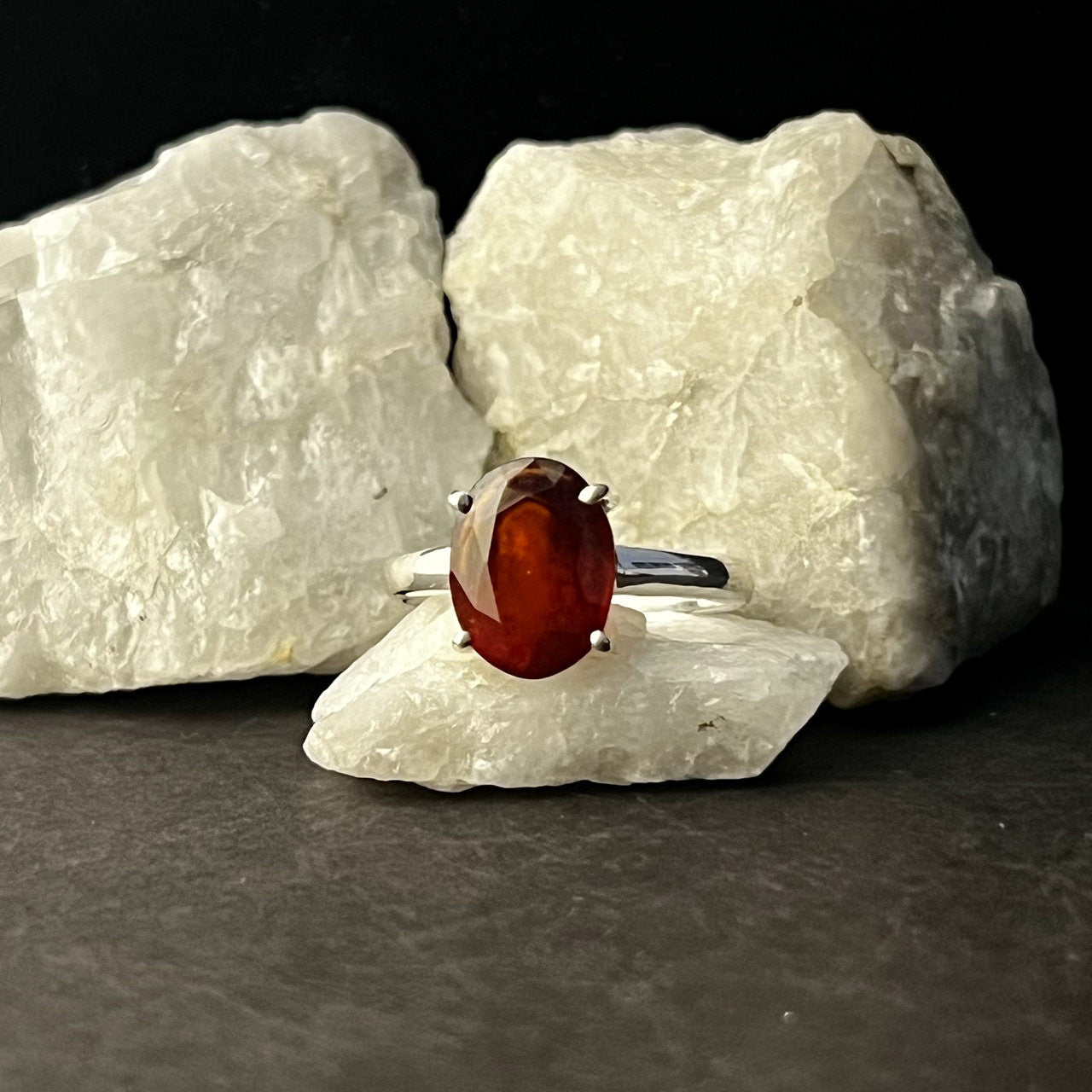 HESSONITE GARNET RING