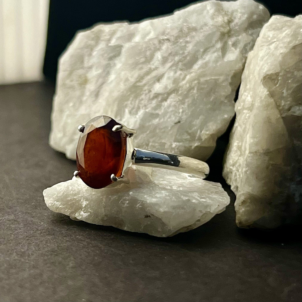 HESSONITE GARNET RING