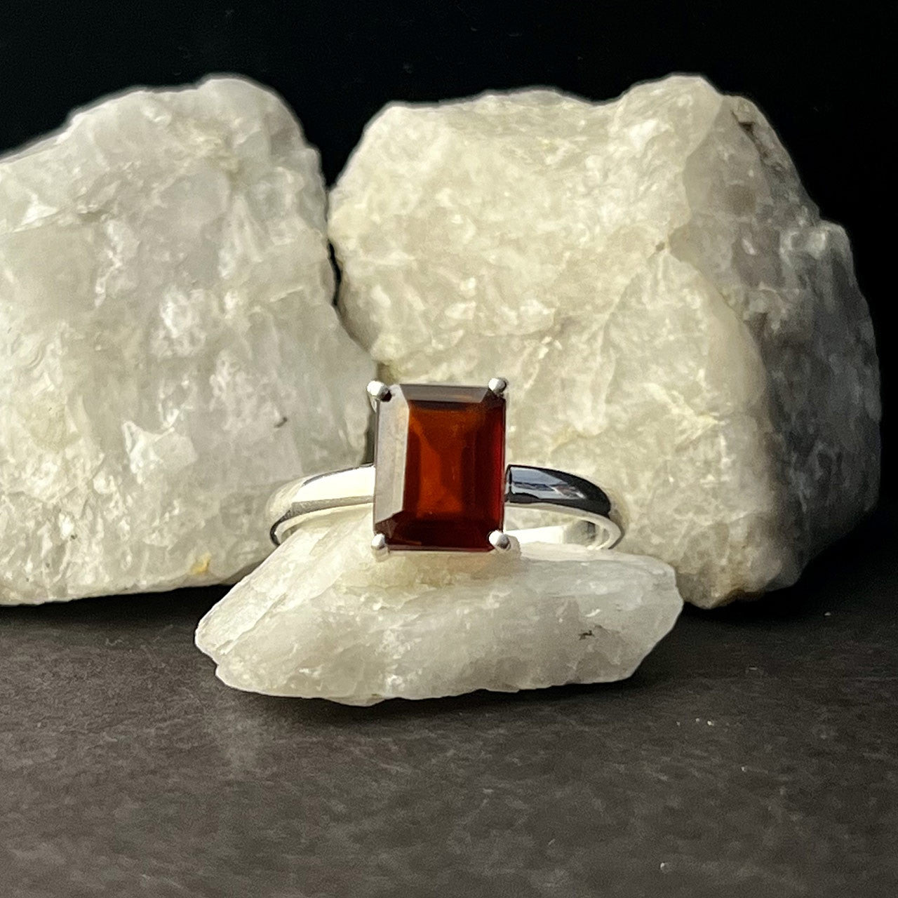 HESSONITE GARNET RING