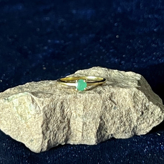 NATURAL EMERALD RING  VERMEIL YELLOW GOLD