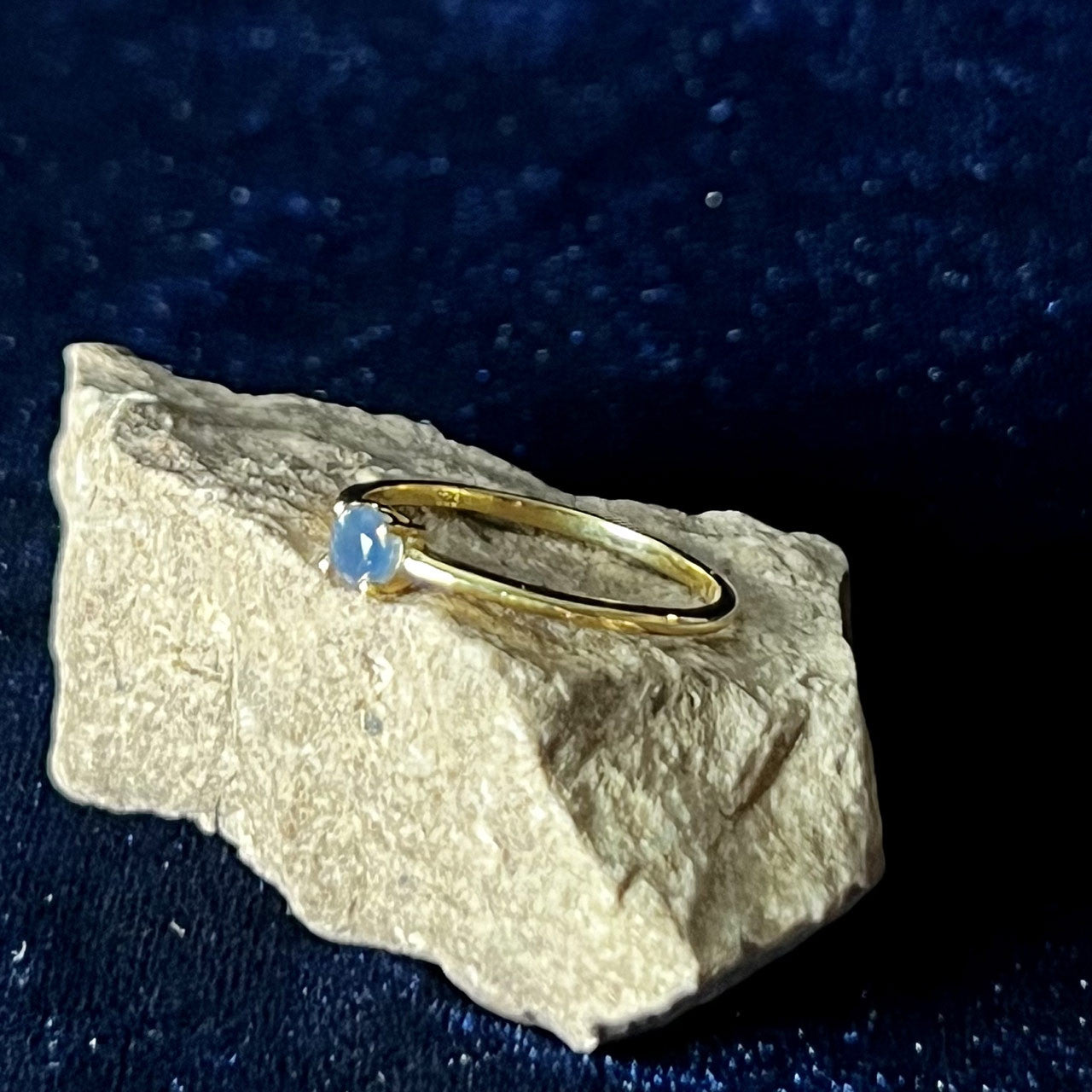 NATURAL BLUE SAPPHIRE RINGS VERMEIL YELLOW GOLD